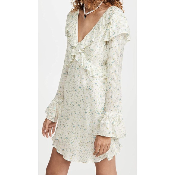 Free People Dresses & Skirts - Free People White Floral Sweetest Thing Ruffle Mini Dress Size 4